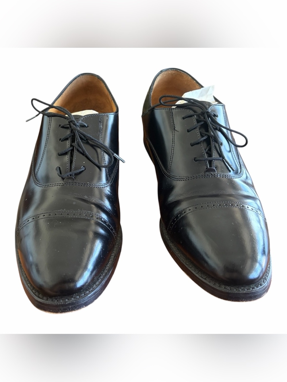 Johnston & Murphy Black Leather Whitman Cap-Toe Oxfords Size 8 1/2 W